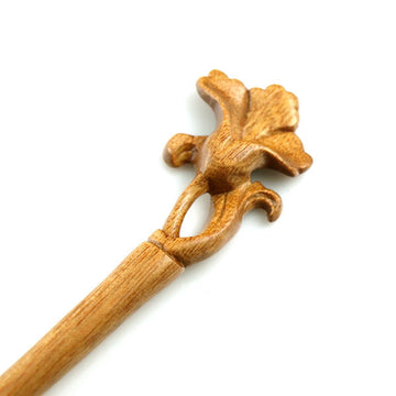 CrystalMood Handmade Carved Wood Hair Stick Morning Glory Lignum-vitae